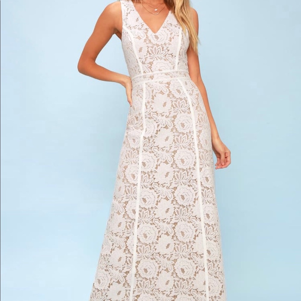 White lace maxi dress